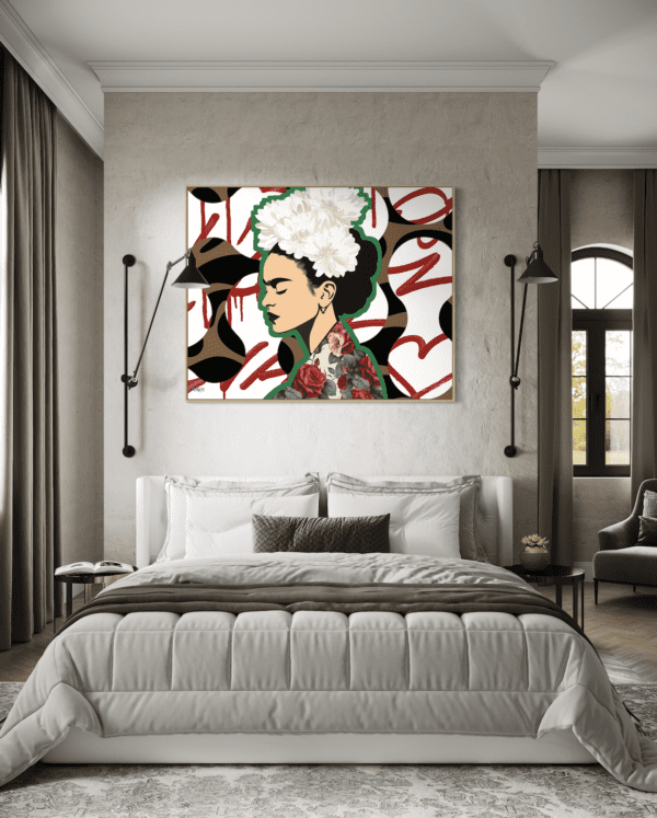 Limited edition Frida Kahlo-inspired painting titled Frida’s Love by Henrix on canvas